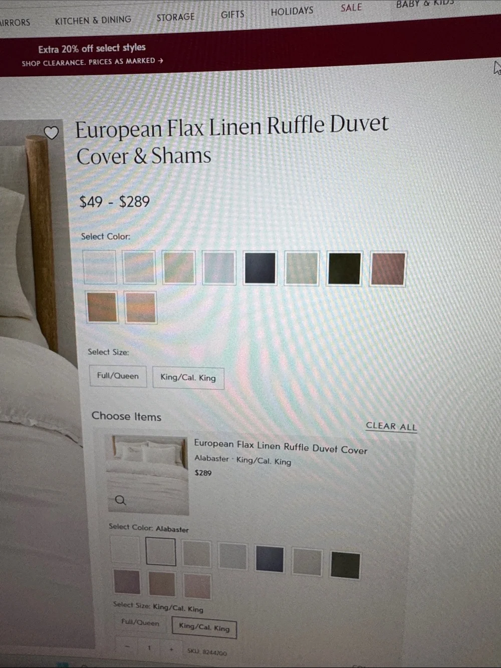 West Elm European Flax Linen-Style Cream Duvet Cover Set size:King